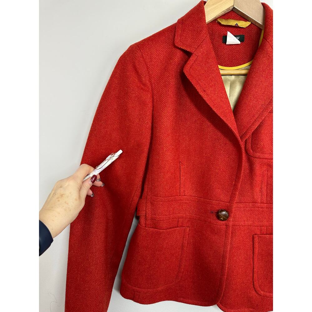 J CREW Vintage Robert Noble Herringbone Tweed 100% Scottish Wool Blazer Size 4 - Picture 14 of 16